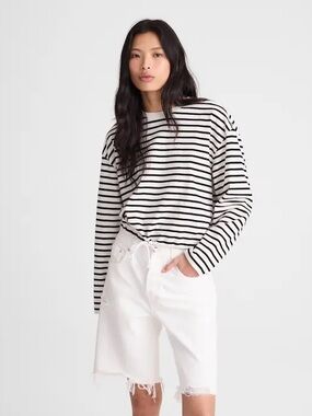 Madewell The Essex Long Baggy Short in Tile White Size 24